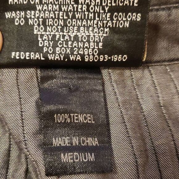 Christine Alexander Vintage Dark Denim Rhinestone Long Sleeve Button Down Sz Med - Picture 4 of 4